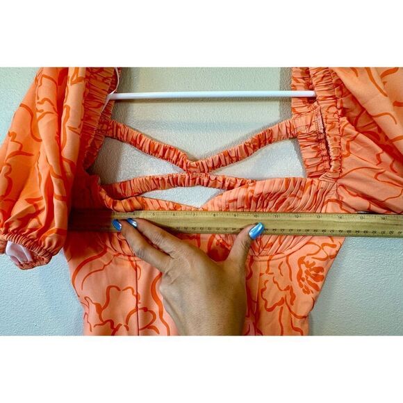NWT Hello Molly Magic Feeling Orange Dreams Puff Sleeve Mini Dress Medium - Picture 12 of 13